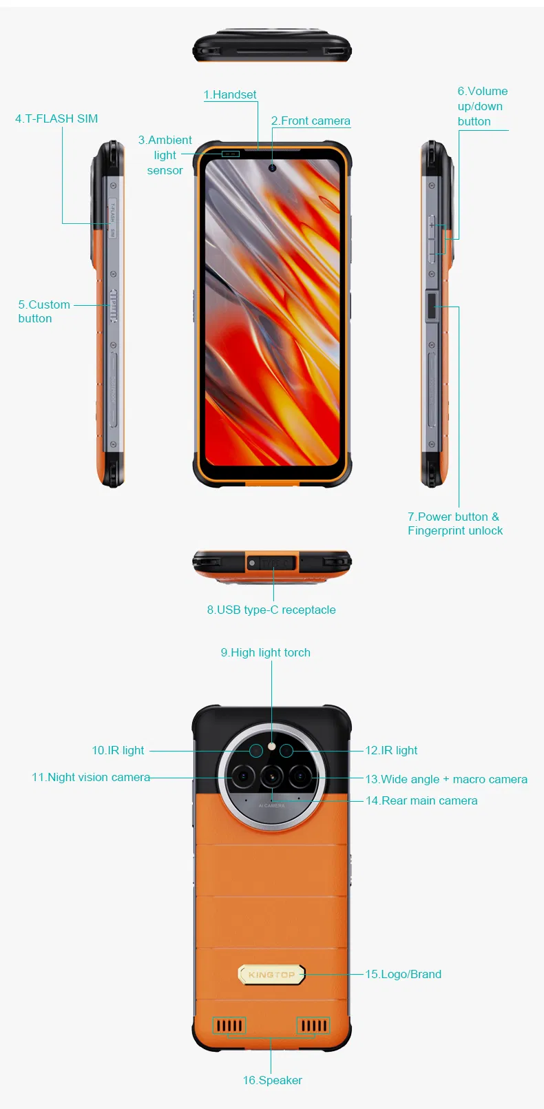 Смартфон Kingtop KS20 8+256GB, защищенный, Android 14