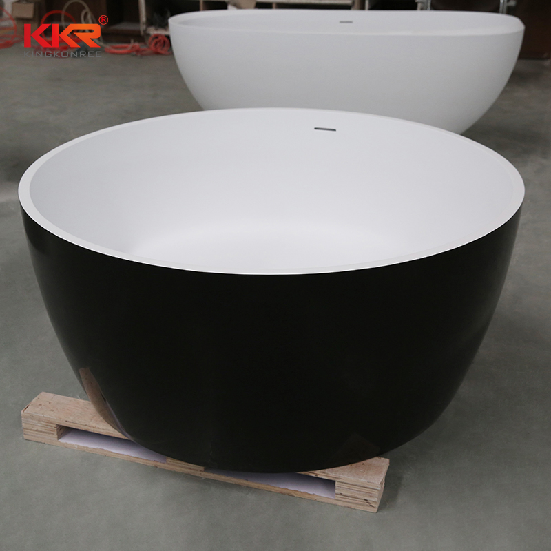 Solid Surface Stone Black Round Bath Tub Bathtub