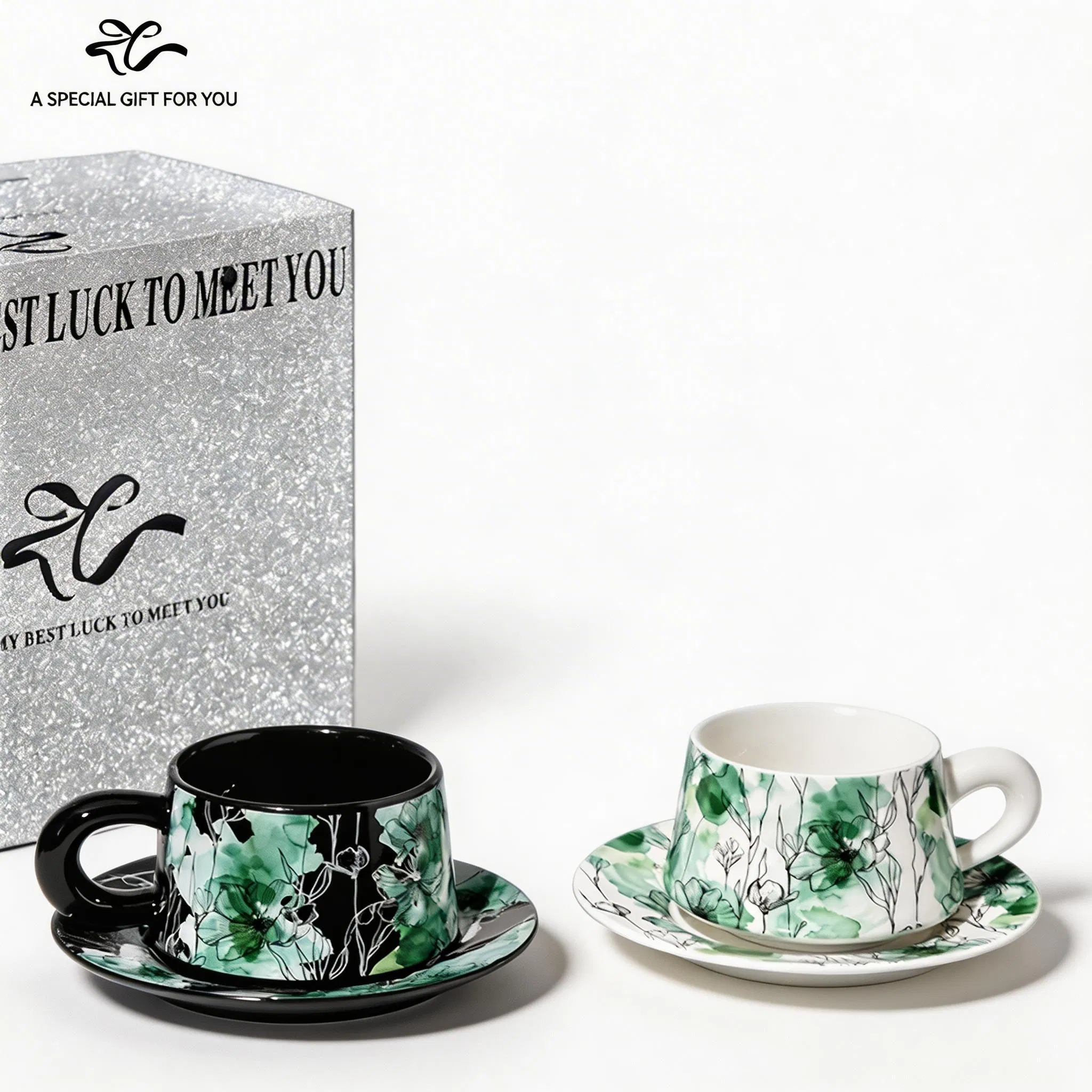 Фарфоровая кофейная кружка двойная Luxury Porcelain с подарочной упаковкой