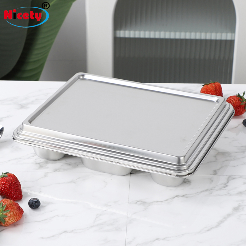 Indonesia Style 304 Stainless Steel Food Tray 5 Compartment Stainless Steel 304 with Lid