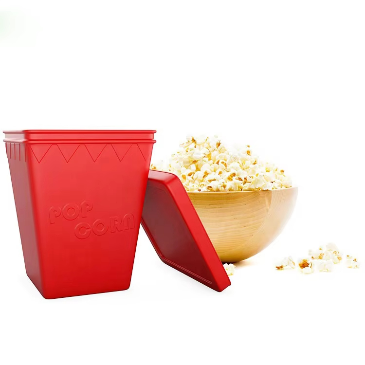 Brand New Square Popcorn Microwave Silicone High Quality DIY Popcorn Bucket Maker with Lid Box