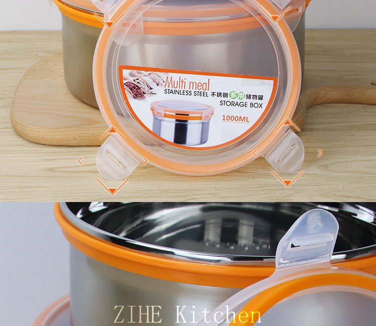 Thickening 304 Stainless Steel Crisper Seal Round Soup Bowl Bento Instant Noodle Bowl