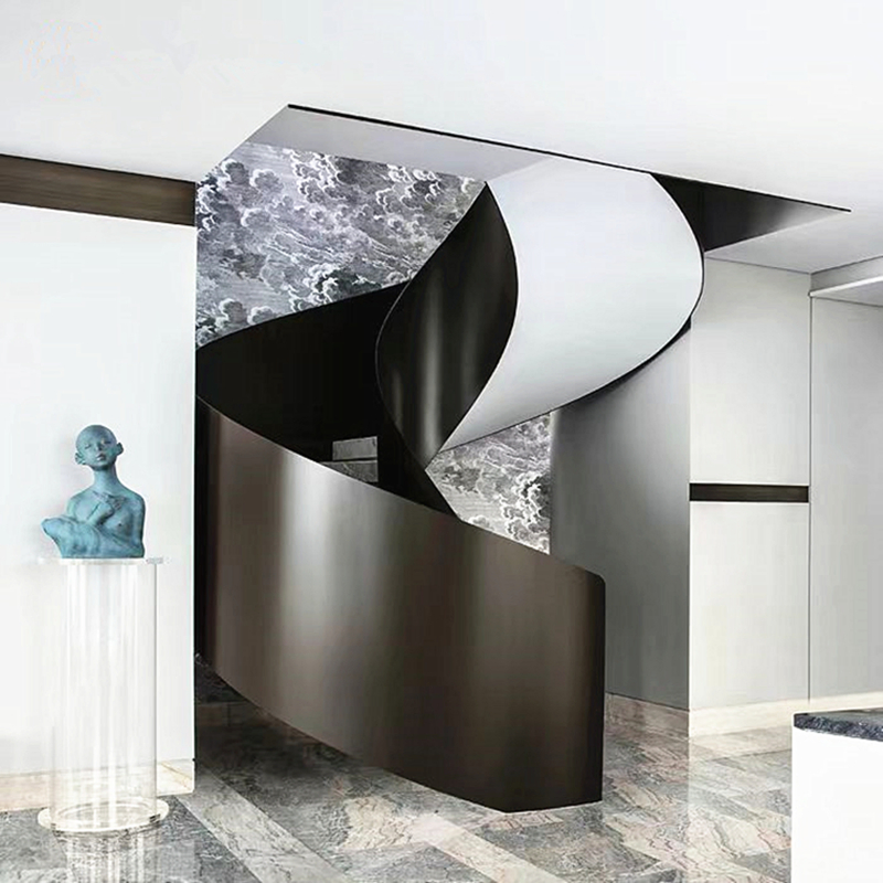 Factory Price Tempered Glass Railing Steel Handrail Curved Spiral Staircase