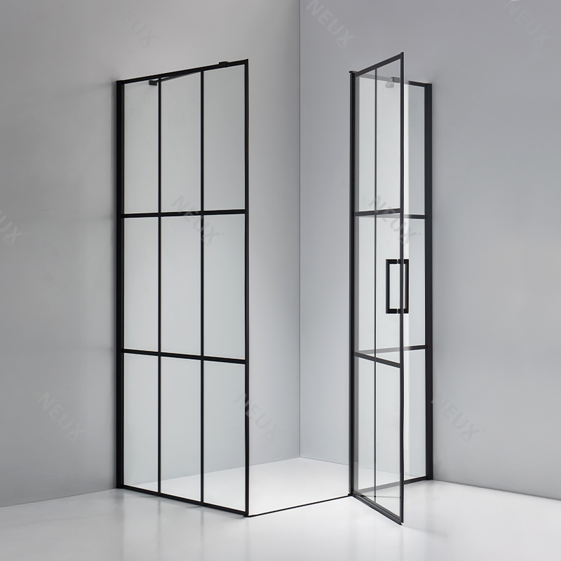 Cheap Price Bathroom Black Grid Pivot Hinge Corner Tempered Glass Shower Box