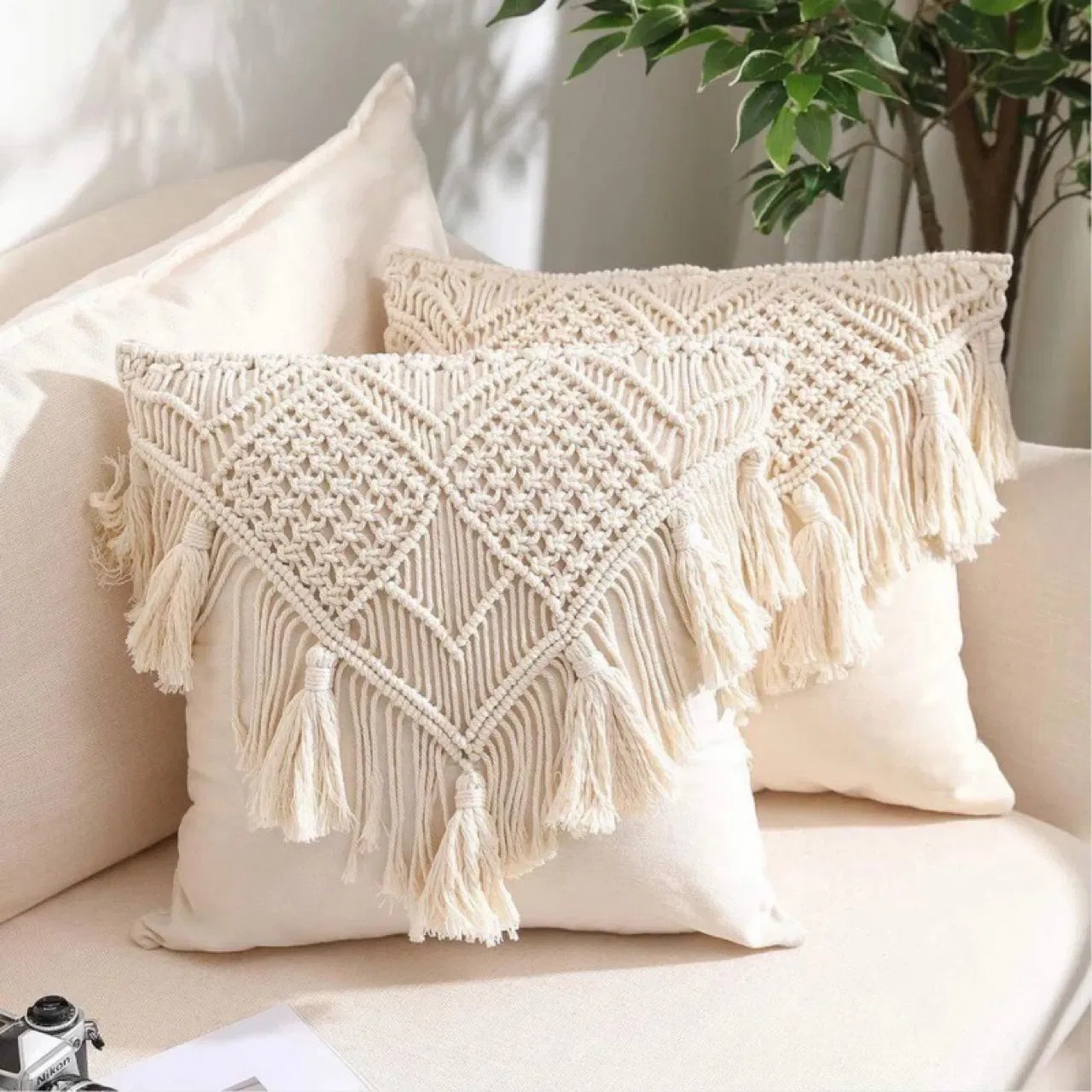 Boho Pillowcase Handmade Macrame Cushion Cover Geometry Bohemia Ethnic Pillow Cover