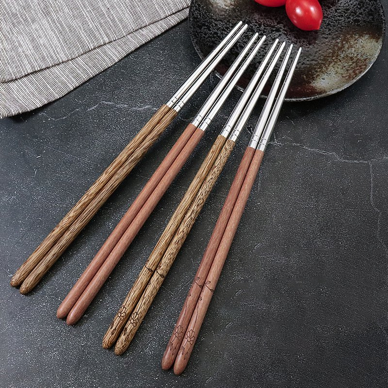 Elegant Wooden Chopsticks Gift Set with Durable Stainless Steel Ends
