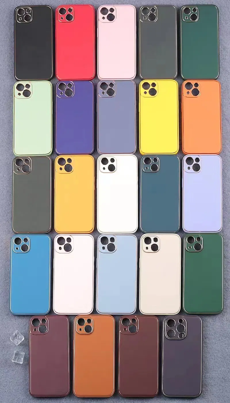 Purple Electroplating Leather Phone Cover Case 14 PRO Max Luxury