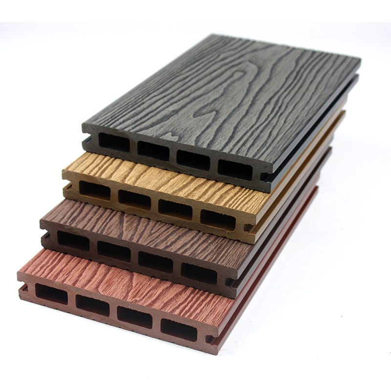 Wooden Plastic Composite Wooden Grain Surface Deep Embossing Anti-Rotten WPC Hollow Decking