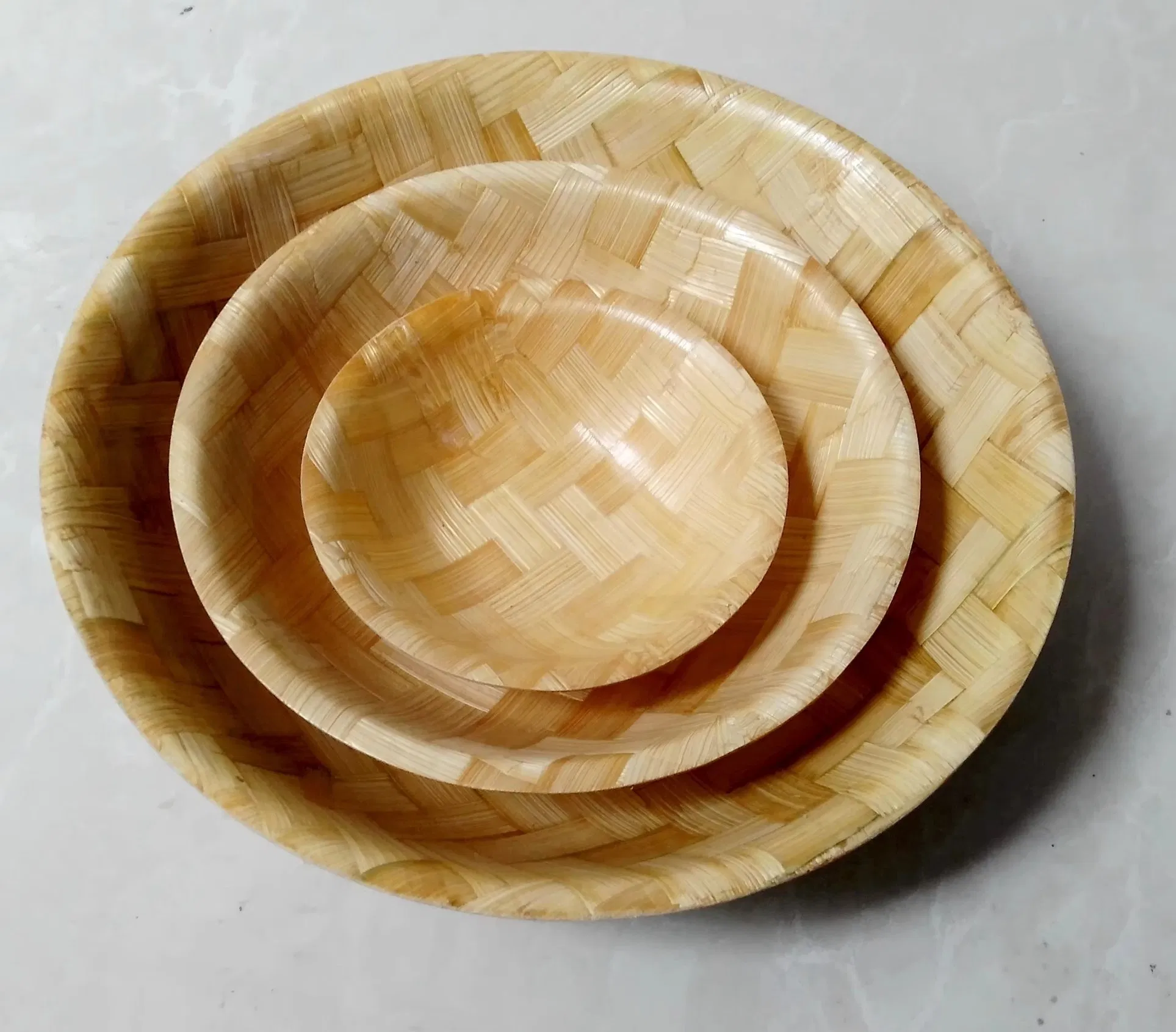 Round Natural Bamboo Wood Weavig Bowl