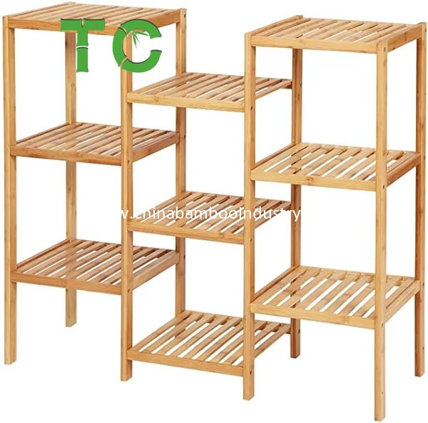 Cheap Price 9 Tiers Bamboo Plant Stand Shelf Display Rack Storage Rack Multi Tier Flower Display Rack Shelves