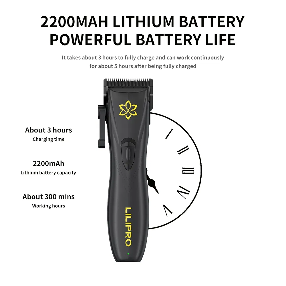 Lilipro L13 Cordless High-Torque Motor 7000 Rpm up to 300minute Run Time for Professional Barbers and Stylists Hair Clipper