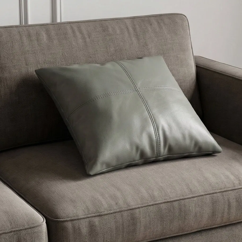 Vintage Full Genuine Leather Patchwork Decorative Backrest Cushion Hug Pillow