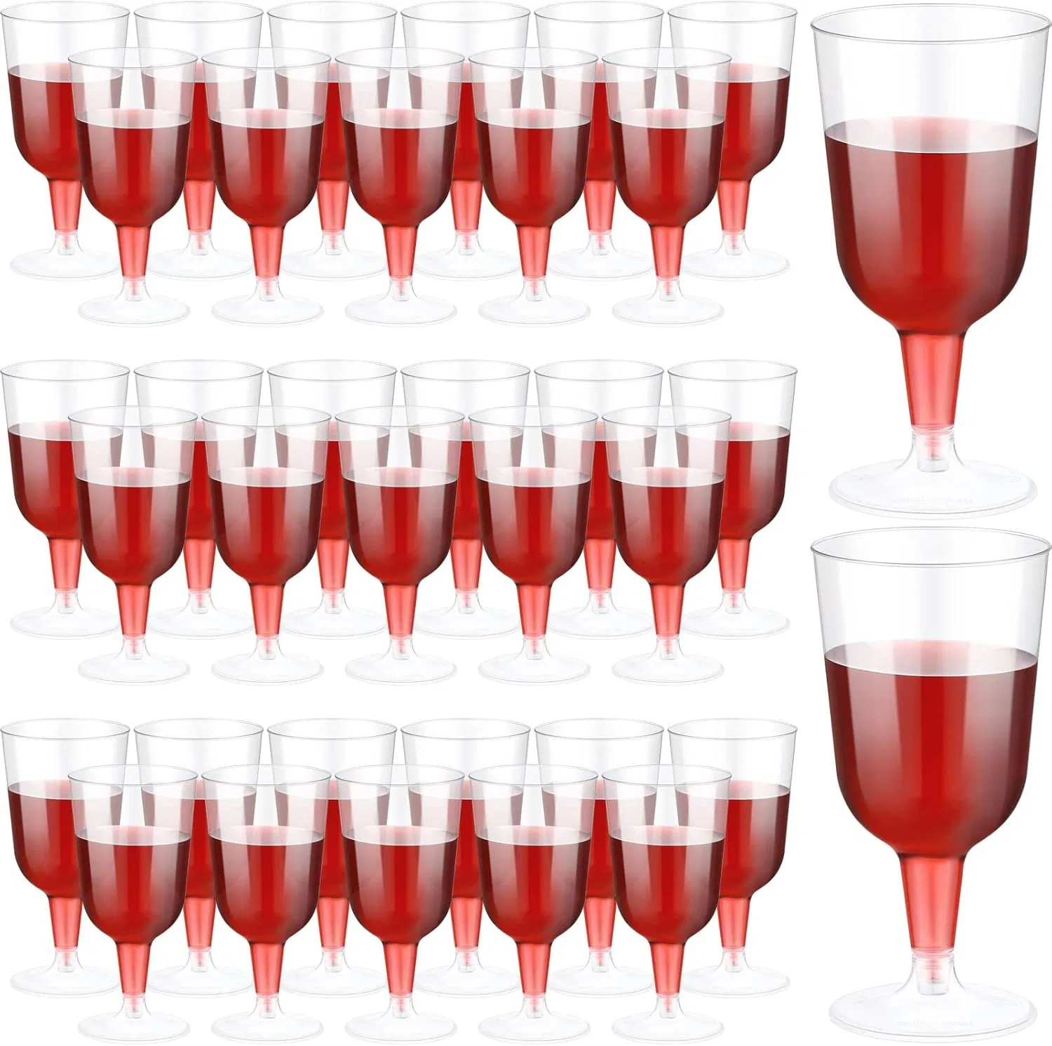 Plastic Wine Glasses with Stem Disposable Stackable 6oz Plastic Wine Cups for Parties