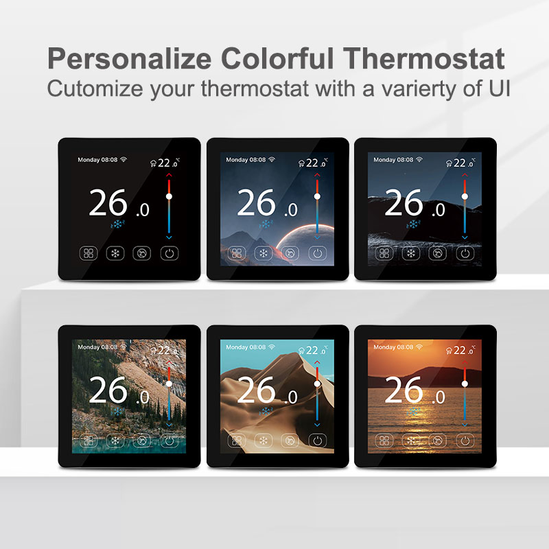 New Developed Glass Surface Color Touch Screen Room Thermostat for Underfloor Heating/Cooling
