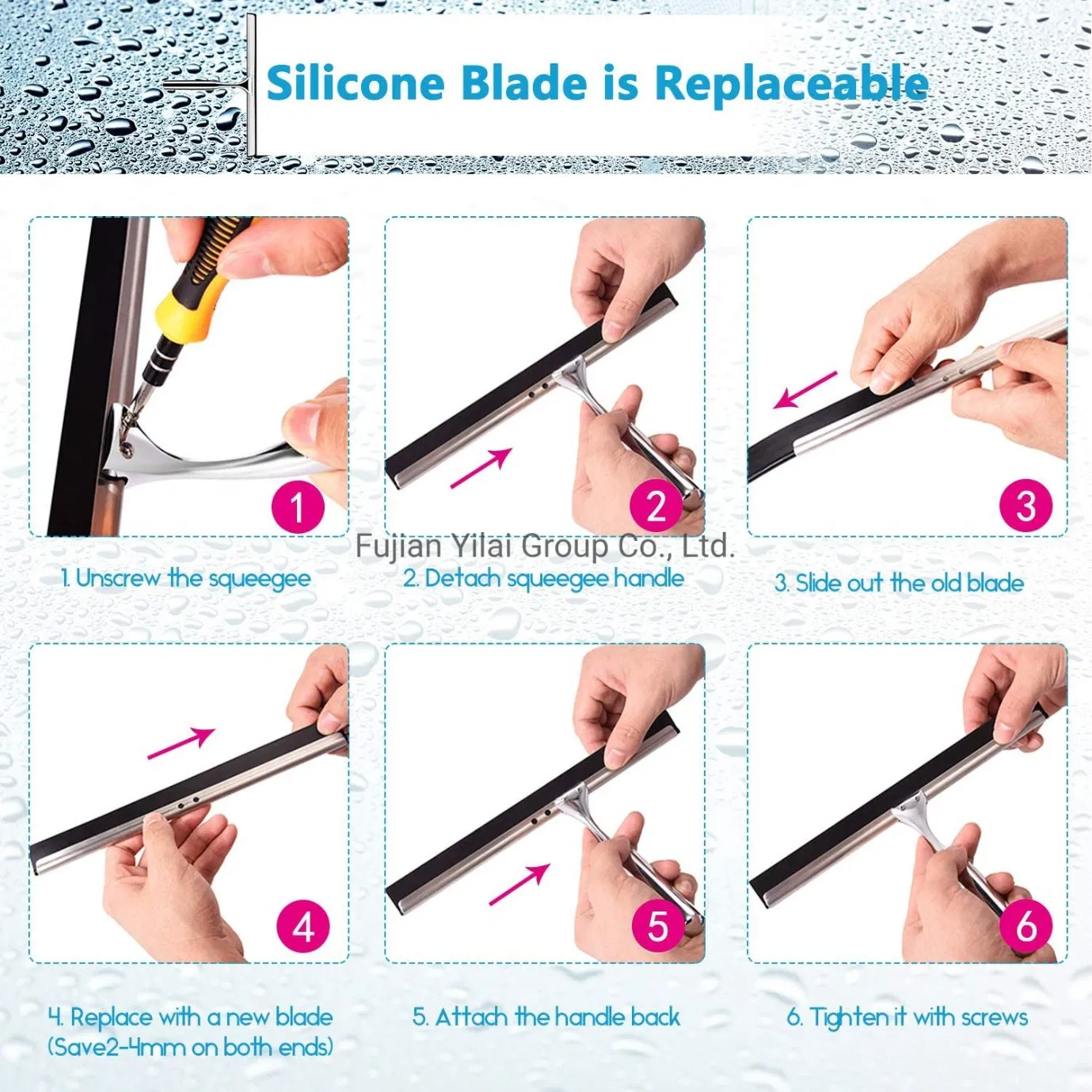 Multifunctional Household Bathroom Kitchen Silicone Rubber Blade Mirror Handle Window Wiper Shower Window Squeegee