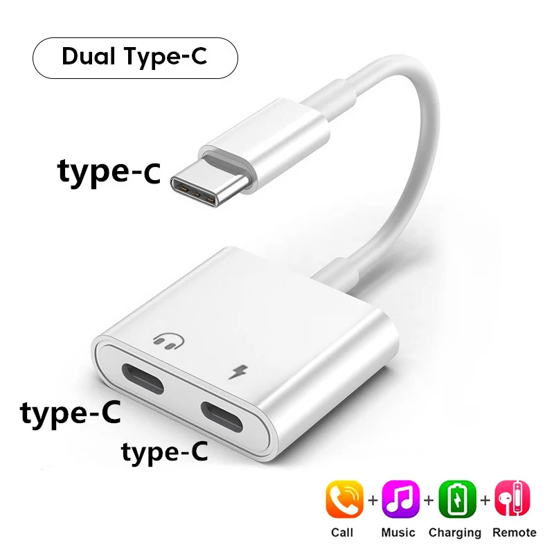 Type C Earphone Adapter to 3.5mm Jack Audio Adapter Cable Converter