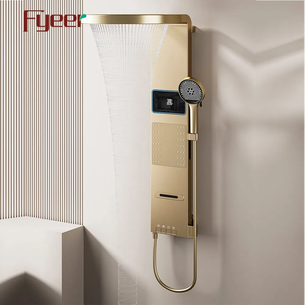 Fyeer Brush Gold Motion Sensor Piano Key Button Digital Shower Panel