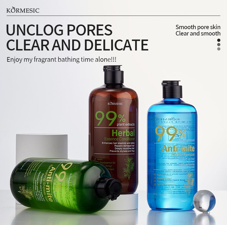 Online Wholesale and Retail Natural Plant Body Wash Refreshing Anti-Mite Fluffy Hair Shampoo and Hair Conditioner 3PCS Set