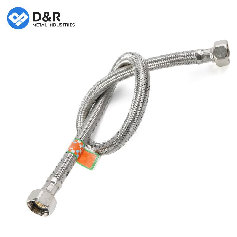 D&R China Factory Supplier Stainless Steel Bathroom Basin Water Heater Connector Flexible Braided Plumbing Hoses