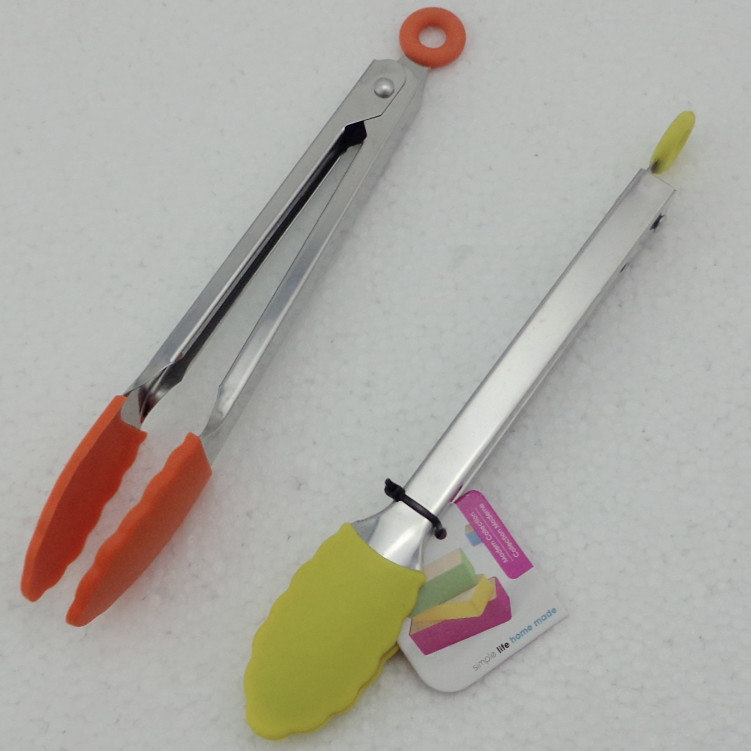 Premium Stainless Steel Silicone Tongs for BBQ and Salad Serving