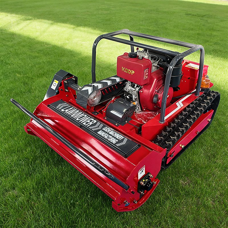 Large Scale Mowing Robotic Remote-Controlled Lawn Mower with 100cm Mowing Capacity, Equipped with Powerful Koop192f 8.6kw Diesel Engine and Electric Start.