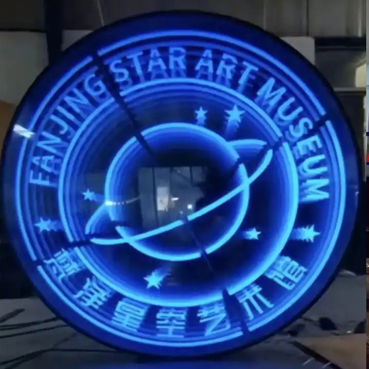 Abyss Mirror 3D Modeling Luminous Word Light Box Tunnel Mirror Bar LED Light Display