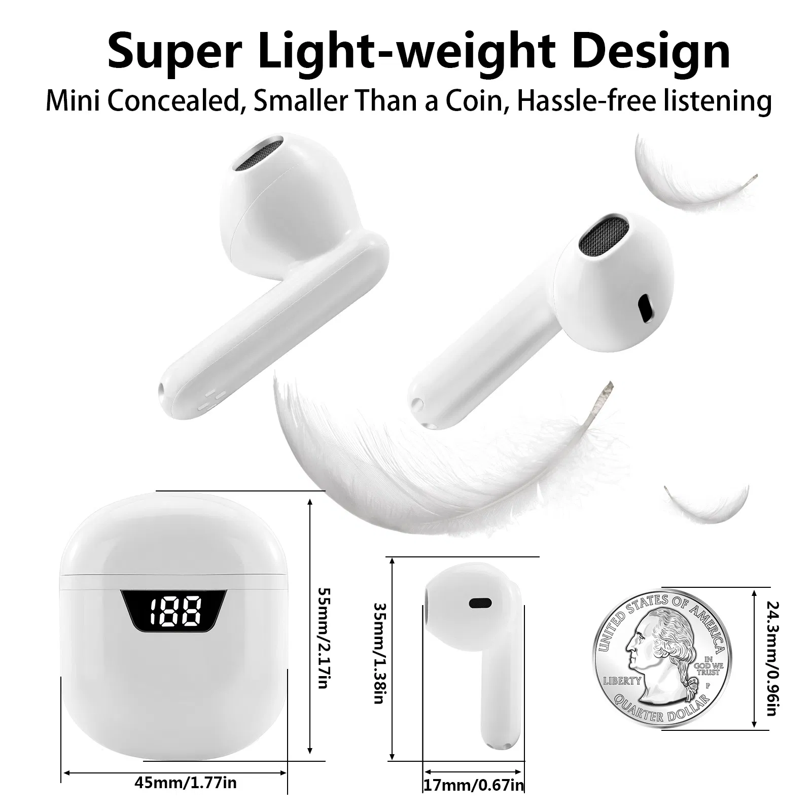B55 True Wireless Noise Cancelling Earbuds Compatible with Smartphones