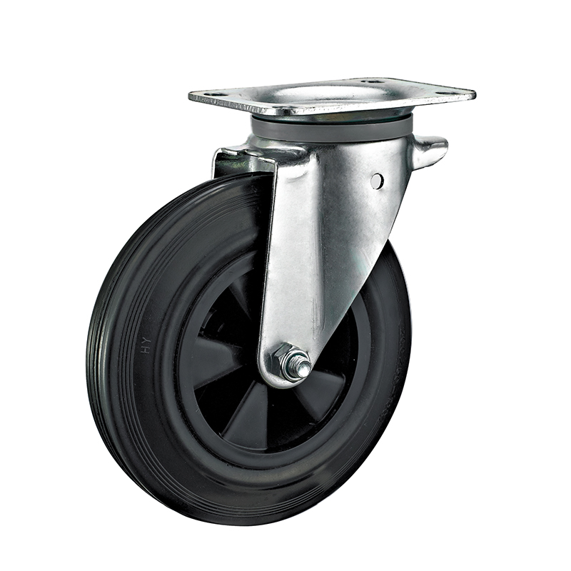 6"8" Industrial Plastic Core Rubber Waste Can Casters Trash Bin Wheel Castor