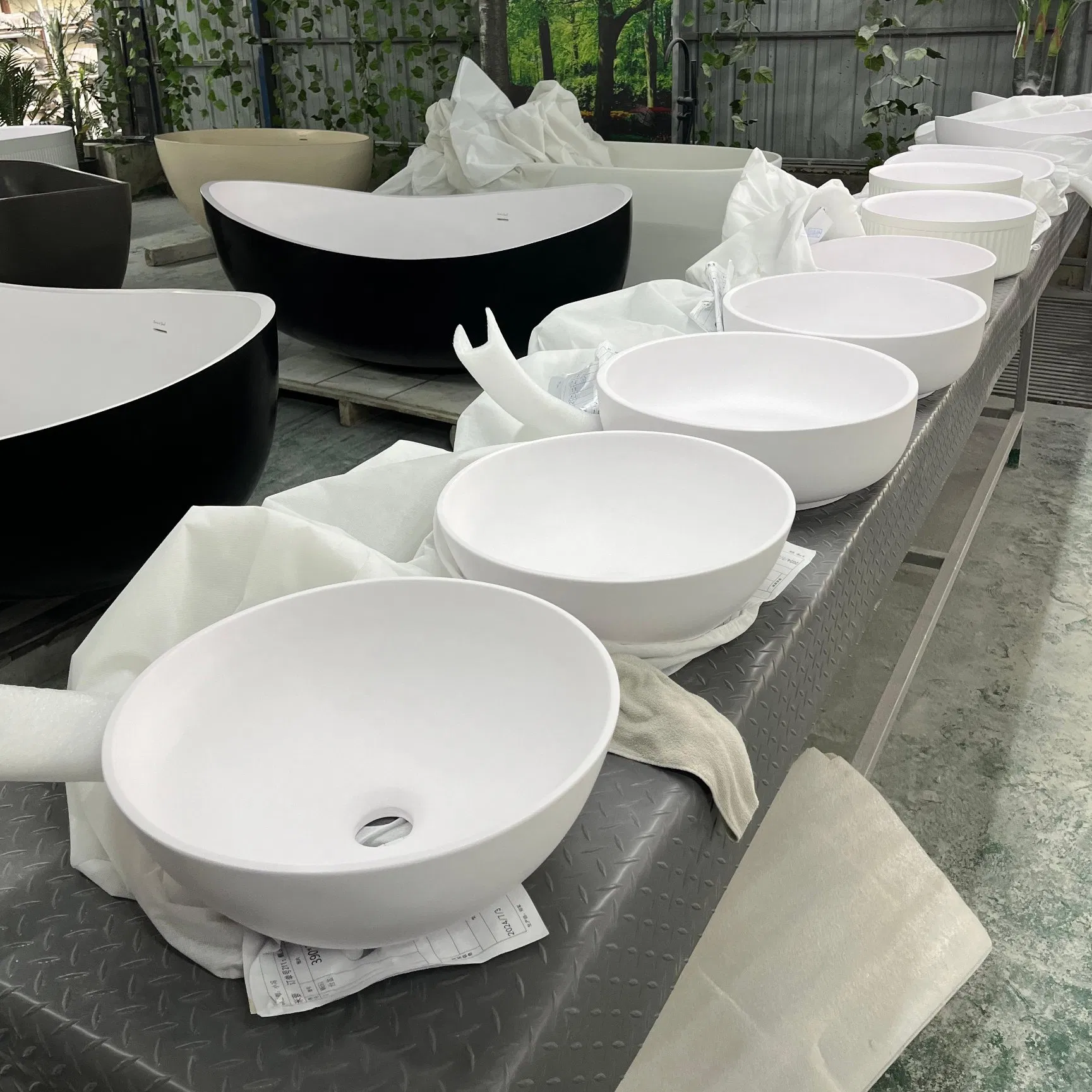 Artificial Stone Matte White Modern Bathroom Counter Wash Basin Solid Surface Shampoo Sink