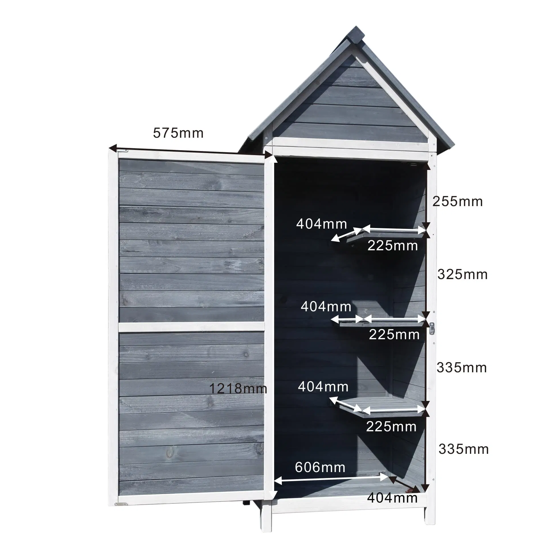 Garden Storage Cabinet in Grey Wood, 77 X 53 X 179 Cm