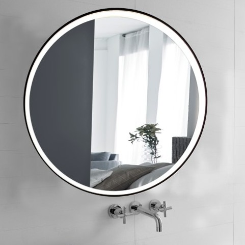 5mm Hotel Decorative Metal Frame Round Oval Rectangle LED Bathroom Mirror with Touch Sensor