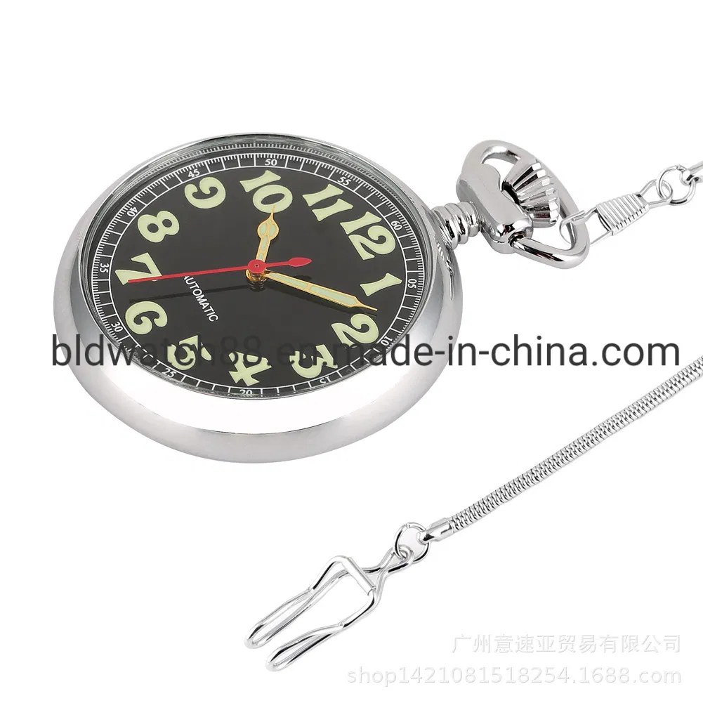Custom Japan Movement Modern Open Face Pocket Watches with Chain