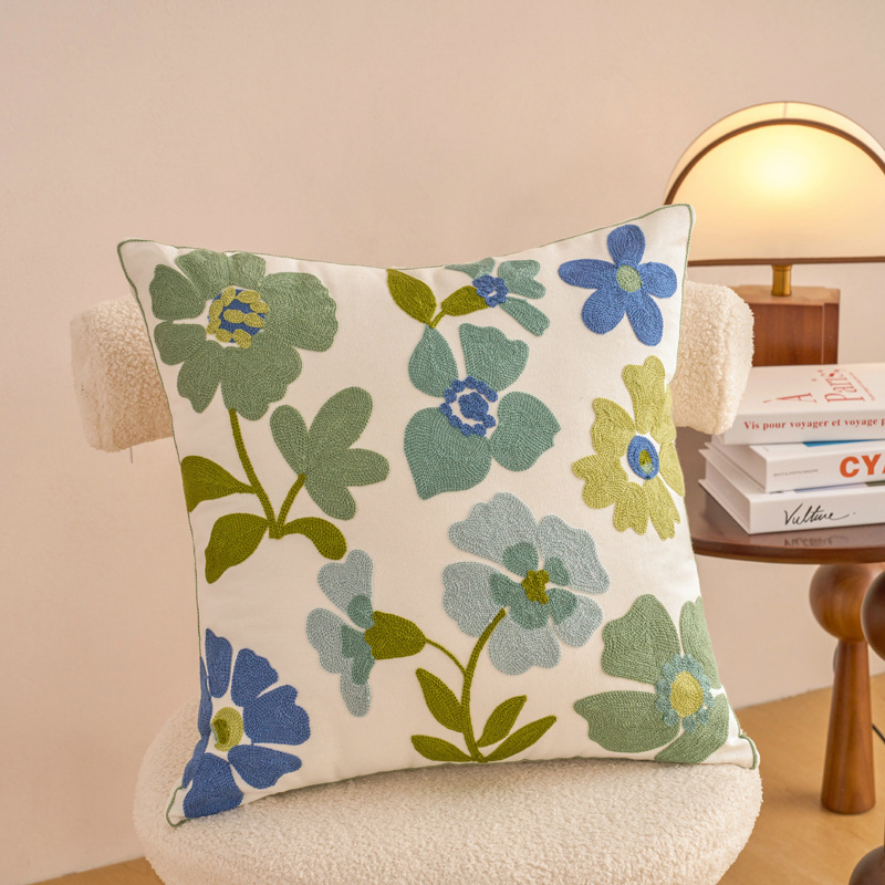Xinlan New Embroidery Cushion Pink Tufted Pillowcase Boho Cushions Throw Pillow Cover for Home Decor Sofa Pillow