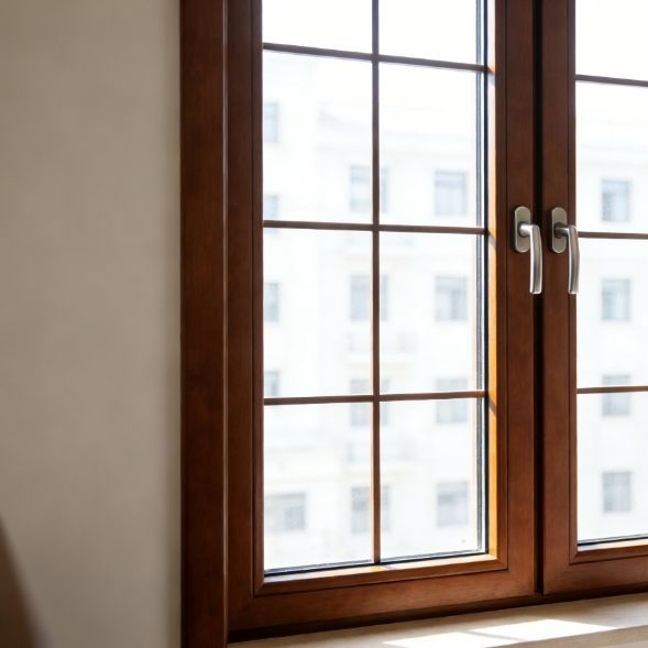 High-Quality Decorative Solid Wood Composite Casement Window