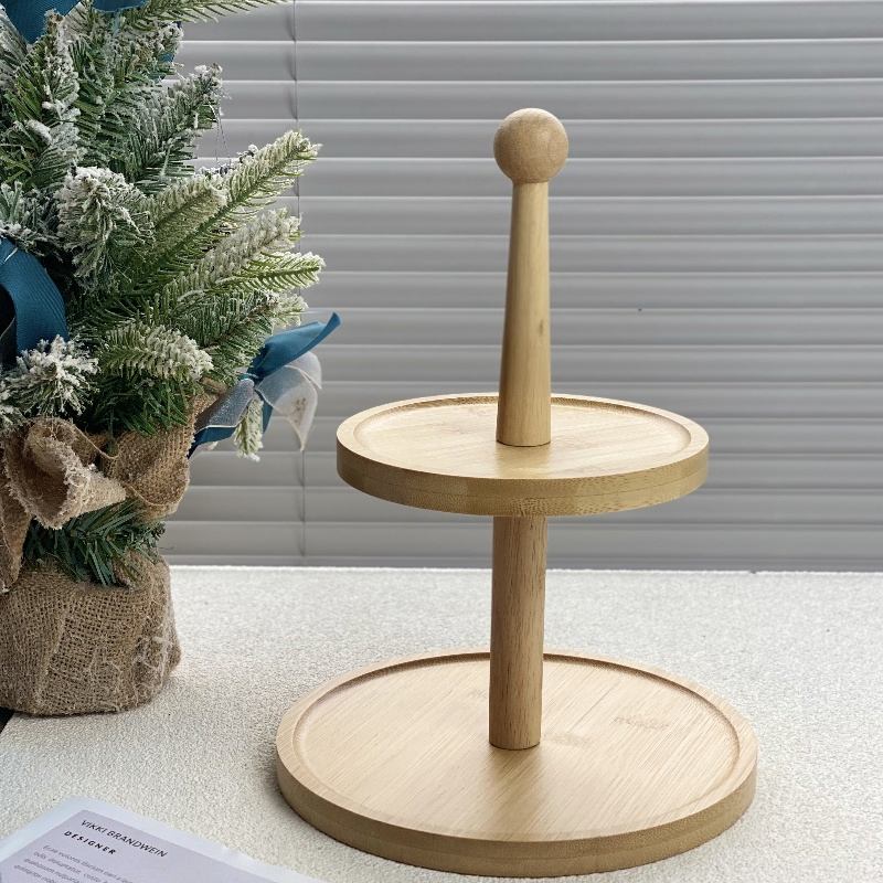 Multi-Layered Bamboo-Wood Stringed Tray Rack for Pastries and Cakes Dessert Rack