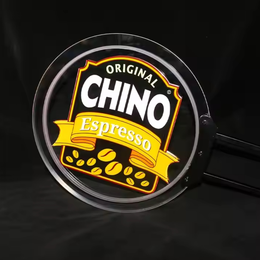 Outdoor Advertising Round Rotating LED Logo Sign 3D Acrylic Light Box Display