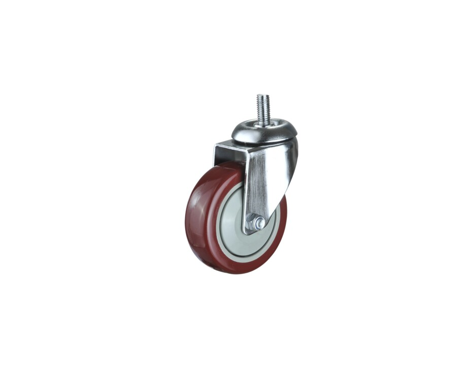 High Quality Industrial Castor 75mm Screw Thread PU Caster Wheels