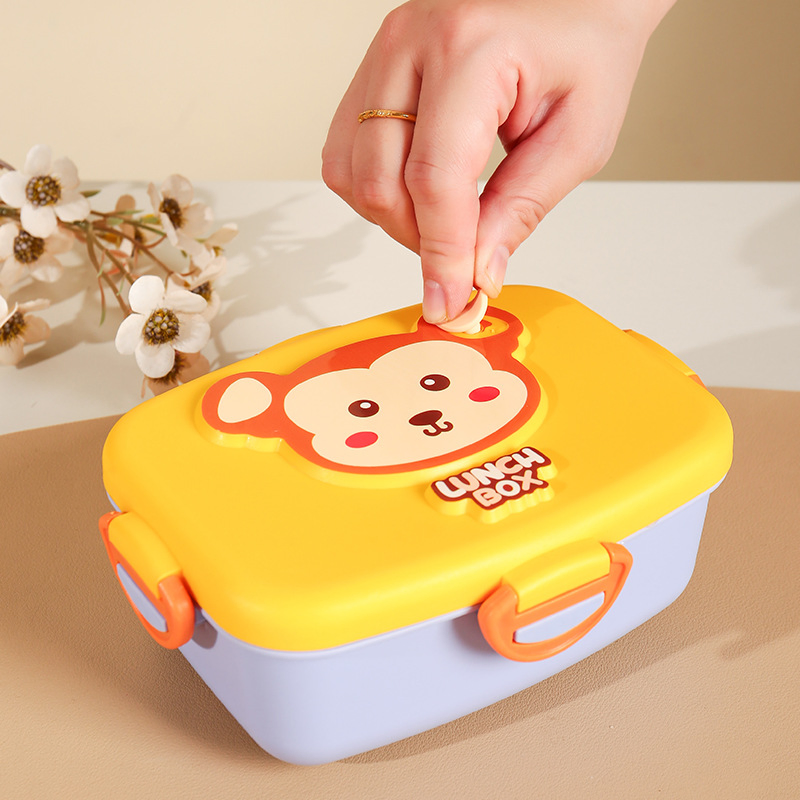 800 Ml BPA Free Square Animal Design Children Plastic Lunch Box Travel Microwave Safe Tiffin Food Storage Box