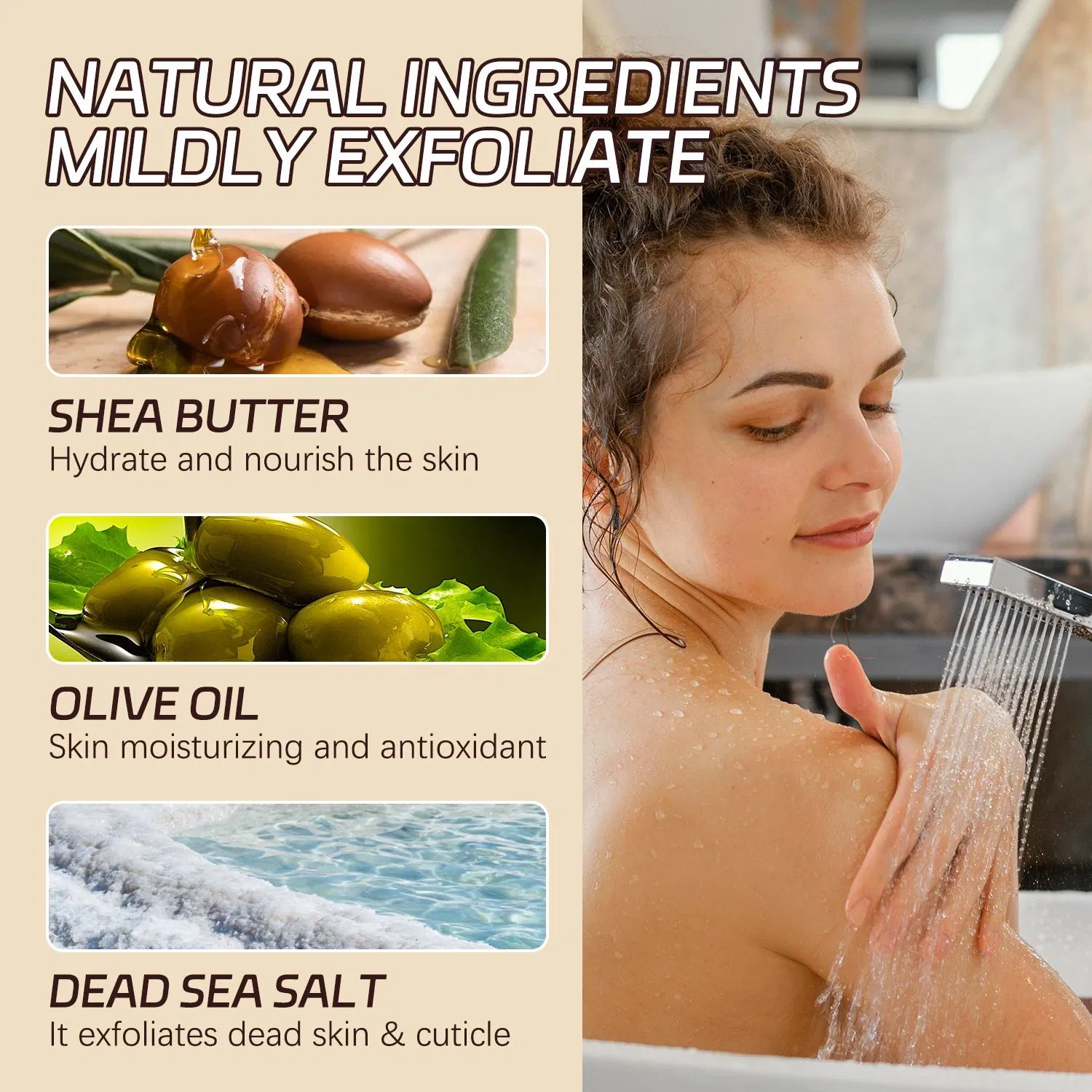 Natural Exfoliating Whitening Face and Body Scrub for Skin Care Body Scrub Organic Exfoliate Dead Sea Body Scrub