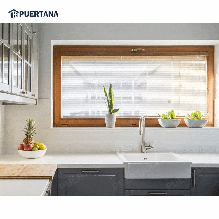 USA Swing Open Style and Aluminium Frame Wood Window with Triple Tempered Glazed