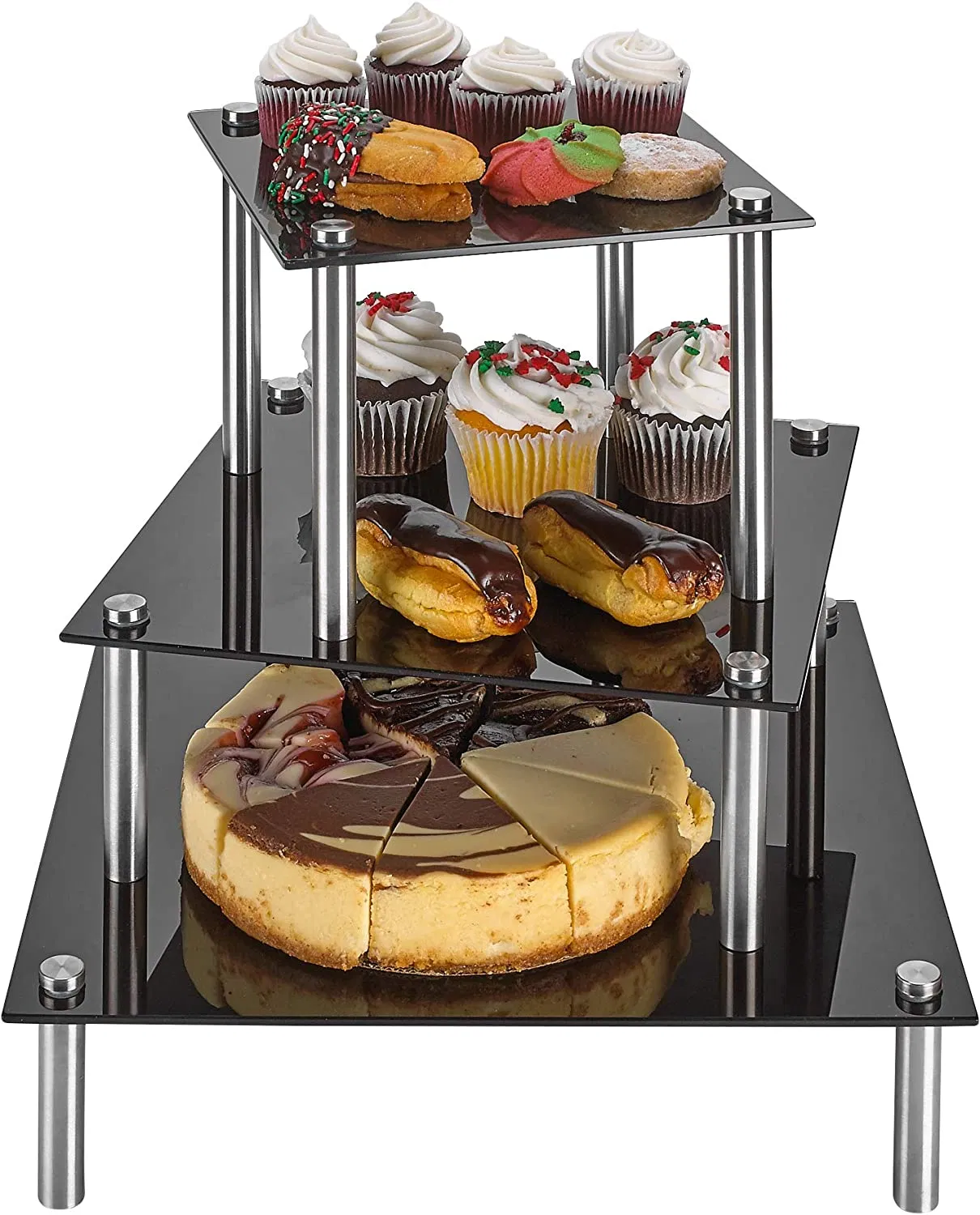 Custom Tempered Black Glass for Buffet Food Display Glass Top