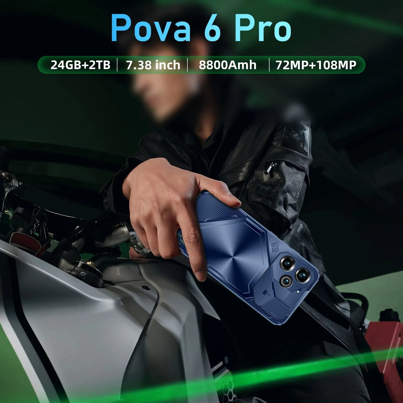 Pova 6PRO 7.38-Inch Screen Smartphone, 22GB+2tb, 5g, Snapdragon 8 Gen3 Processor, 72 Million + 108 Million Pixels, Android 14 Smartphone