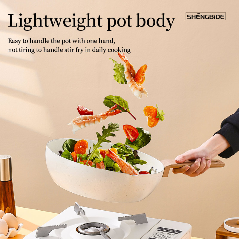 Deep Non Stick Frying Pan, Multi-Layer Bottom Aluminum Alloy, Wheat Rice Stone, Household Kitchen, Fried Egg, Steak Pot