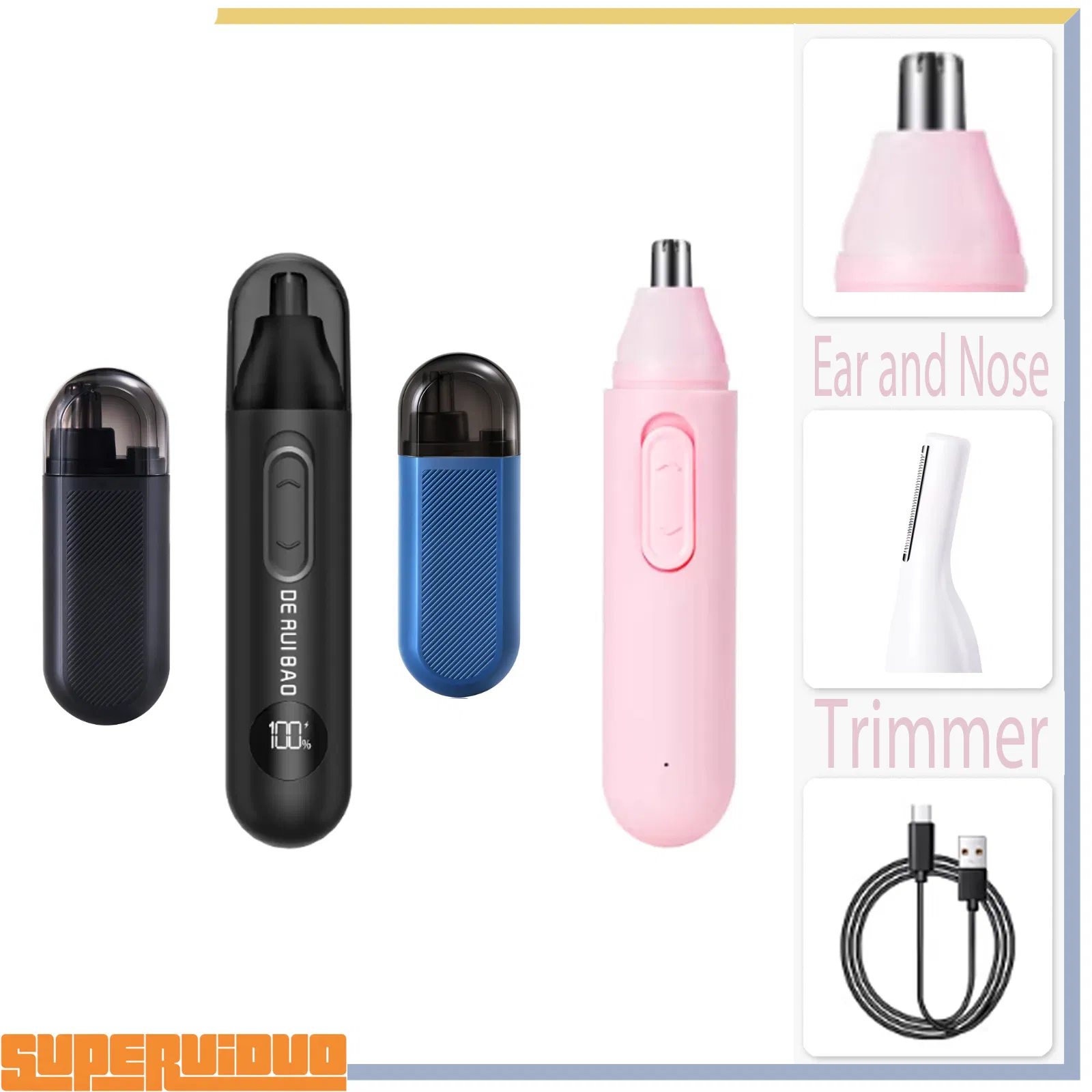 Interchangeable Head Shaving Component Nose Hair Trimmer