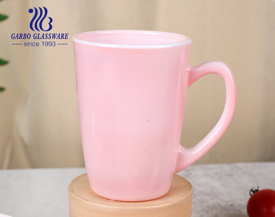 Wholesale Pink Spray Color Opal Glass Dinnerware Set Opal Glass Sets Mug Plates Bowl Set
