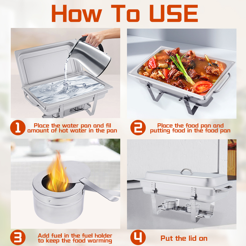 Daosheng Dual Use of Hot and Cold Chaffers Chafing Dish Food Warmer Set Restaurant Hotel Food Heater Luxury Chafing Dish