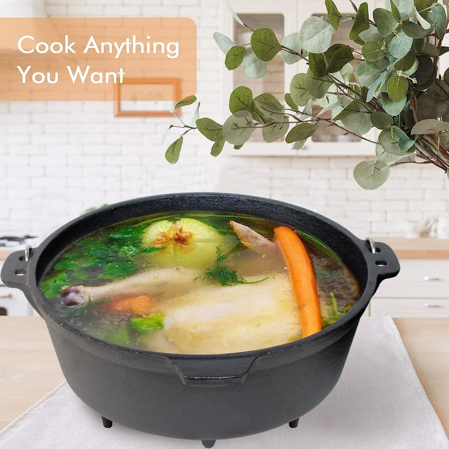 Чугунная жаровня 4 кварты для кемпинга и готовки