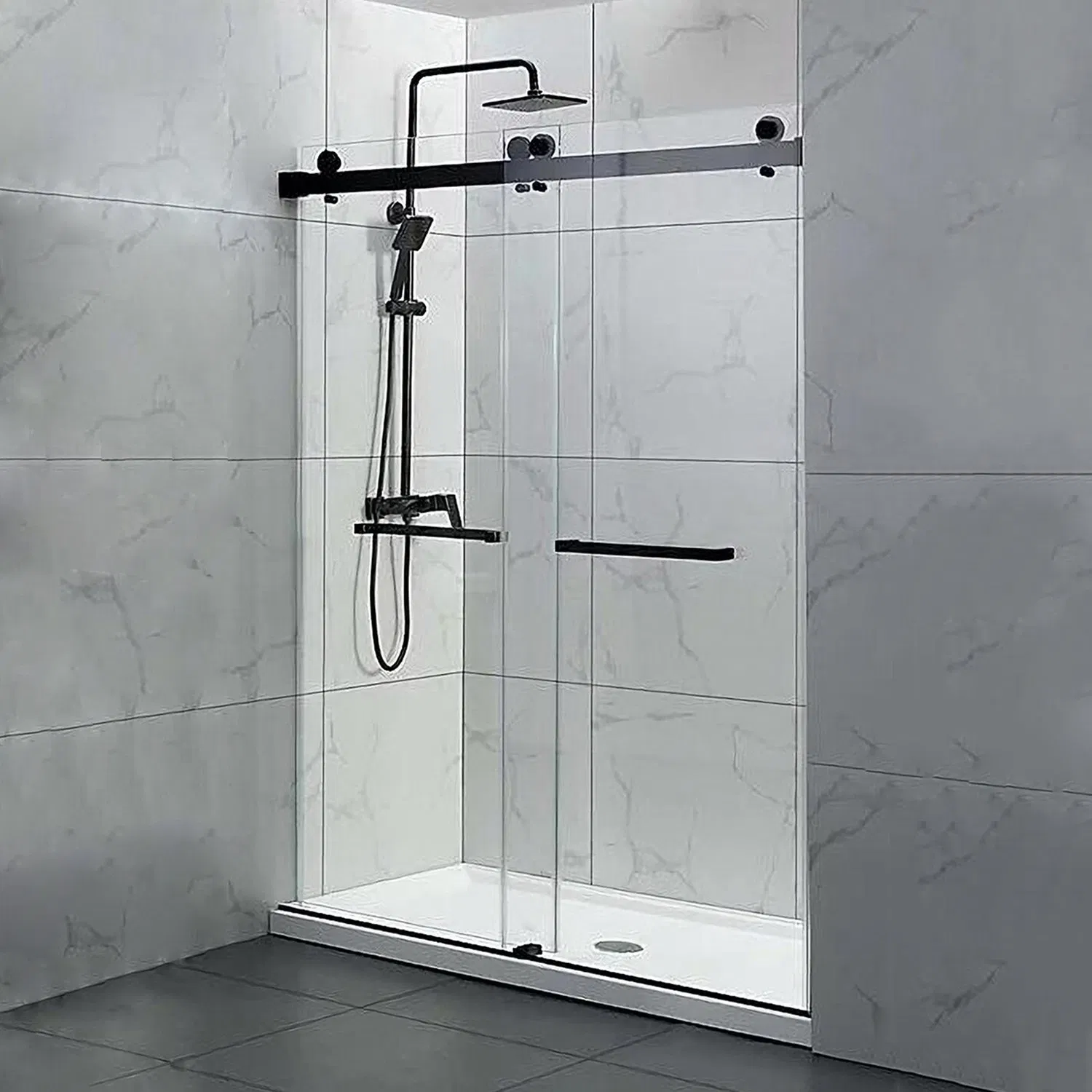 Custom Design 10 mm Frameless Shower Glass Door Stainless Steel Shower Sliding Door