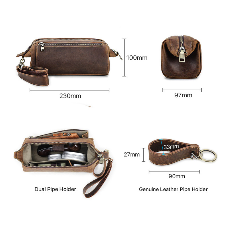 Ga203 Wholesale Empty Smoke Accessories Shopping Tobacco Pouch Bags Price Custom Cigar Storage Packag Holder Rolling Packing Pipe Smoking Zipper Leather Bag