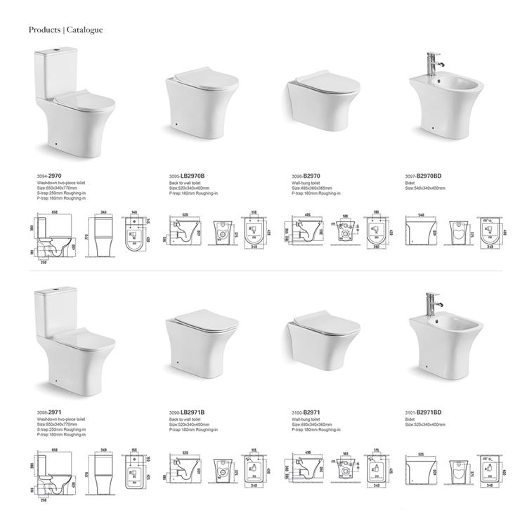 Cheap High Quality Two Piece White Color Bathroom Rimless Wc Toilet with Bidet